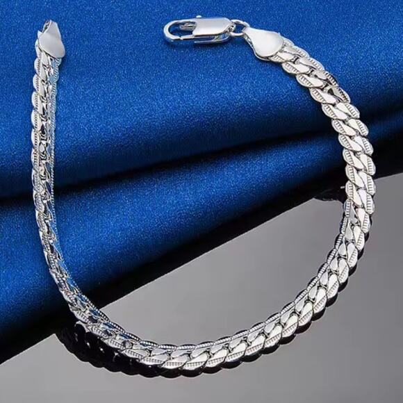 Mens Stainless Steel 24 Inch Cuban Link Chain Necklace Snake  Cuban Snake Chain 925 Sterling Silver 6 mm x 8 in Mens Womens Fashion Gift NEW!
